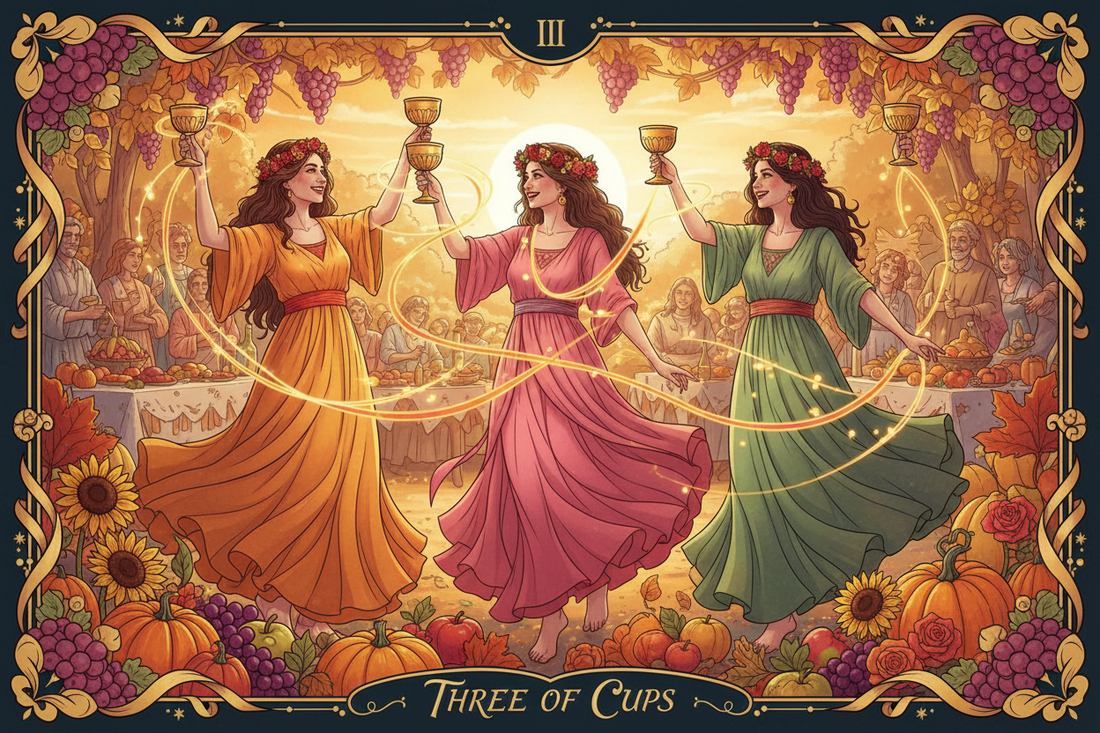 Three of Cups Tarot Card: Complete Guide to Meaning & Symbolism - Nicole's ritual universe