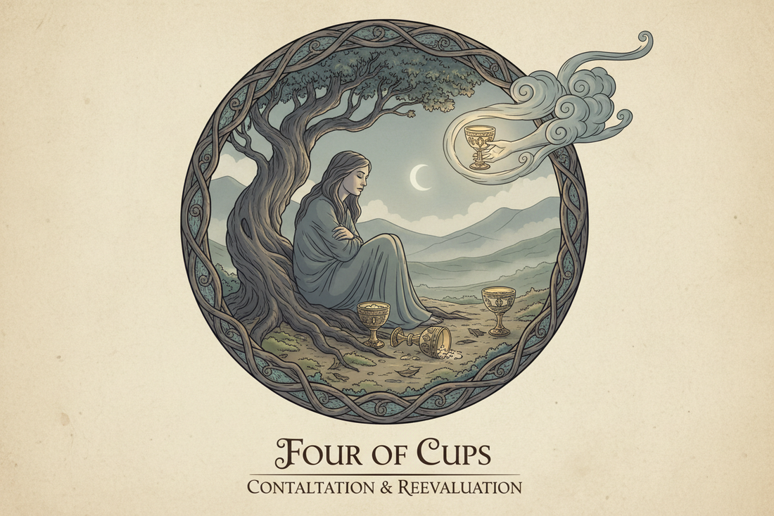 Four of Cups Tarot Card: Complete Guide to Meaning & Symbolism - Nicole's ritual universe