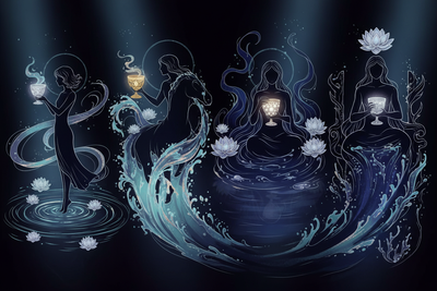 Court Cards in Cups: Page, Knight, Queen, King Personalities