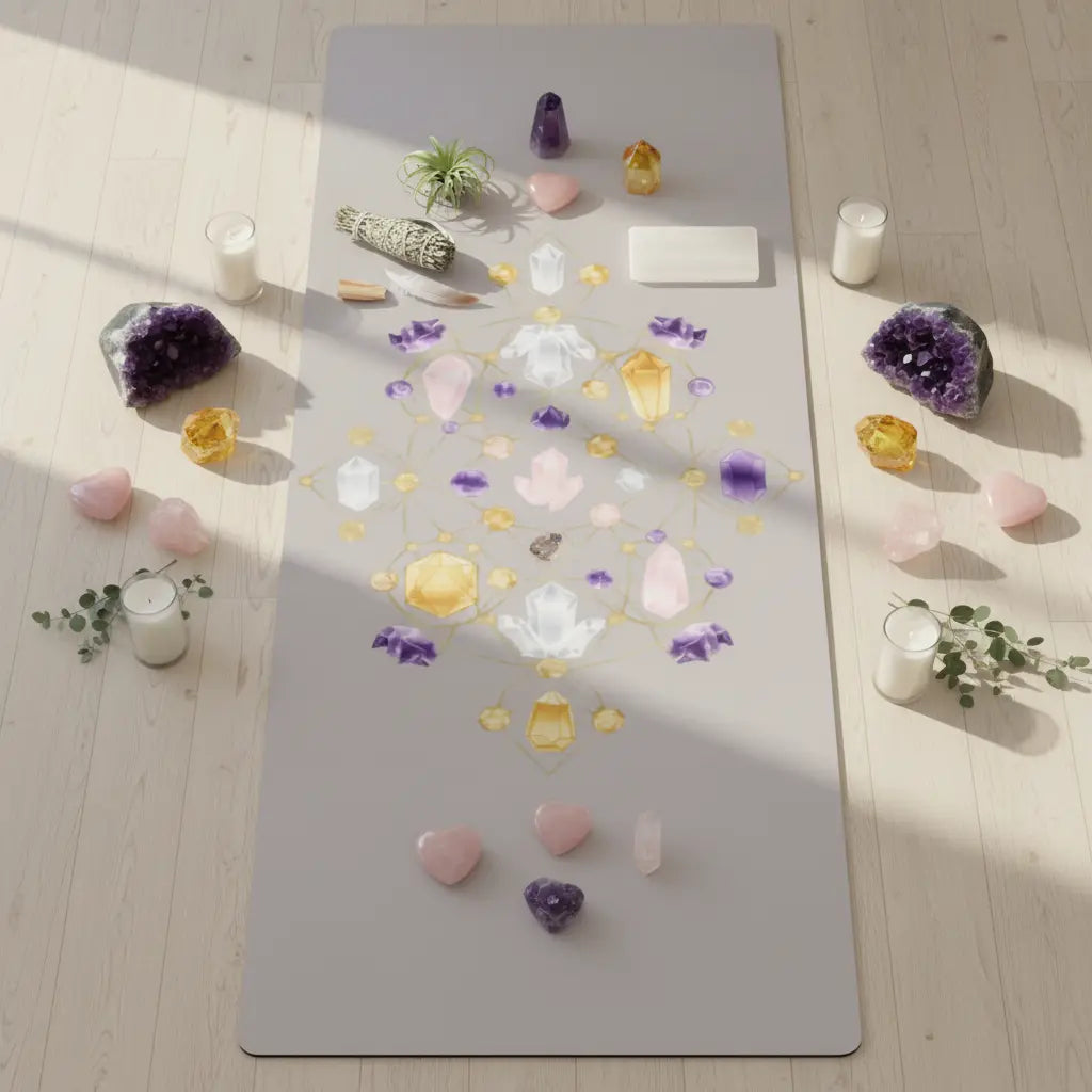 Crystal Grid Yoga Mat with Sacred Geometry