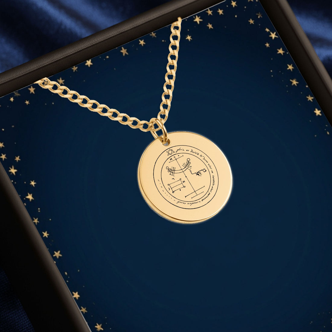 Fourth Pentacle of Jupiter Cuban Coin Necklace in gift box — Solomon seal talisman