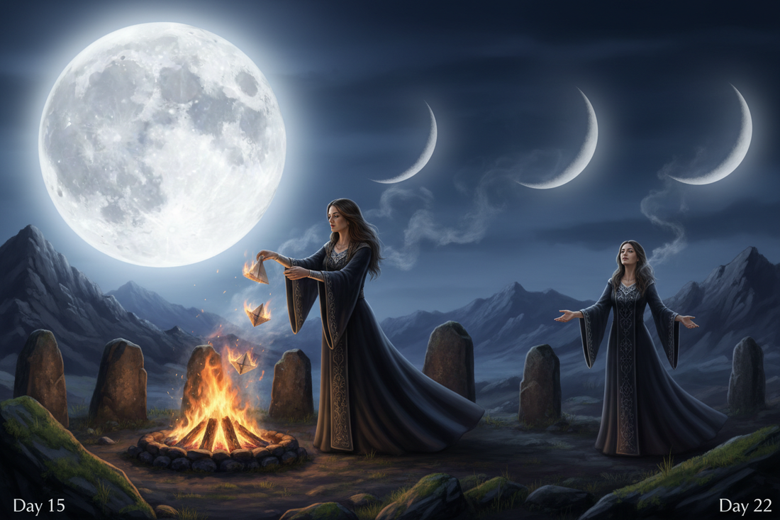 The 29.5-Day Lunar Cycle: Days 15–22 Magic, Energy, and Ritual (Full Moon to Last Quarter)