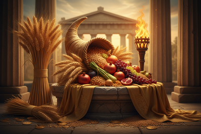 Demeter Symbols: Wheat, Cornucopia, Torch