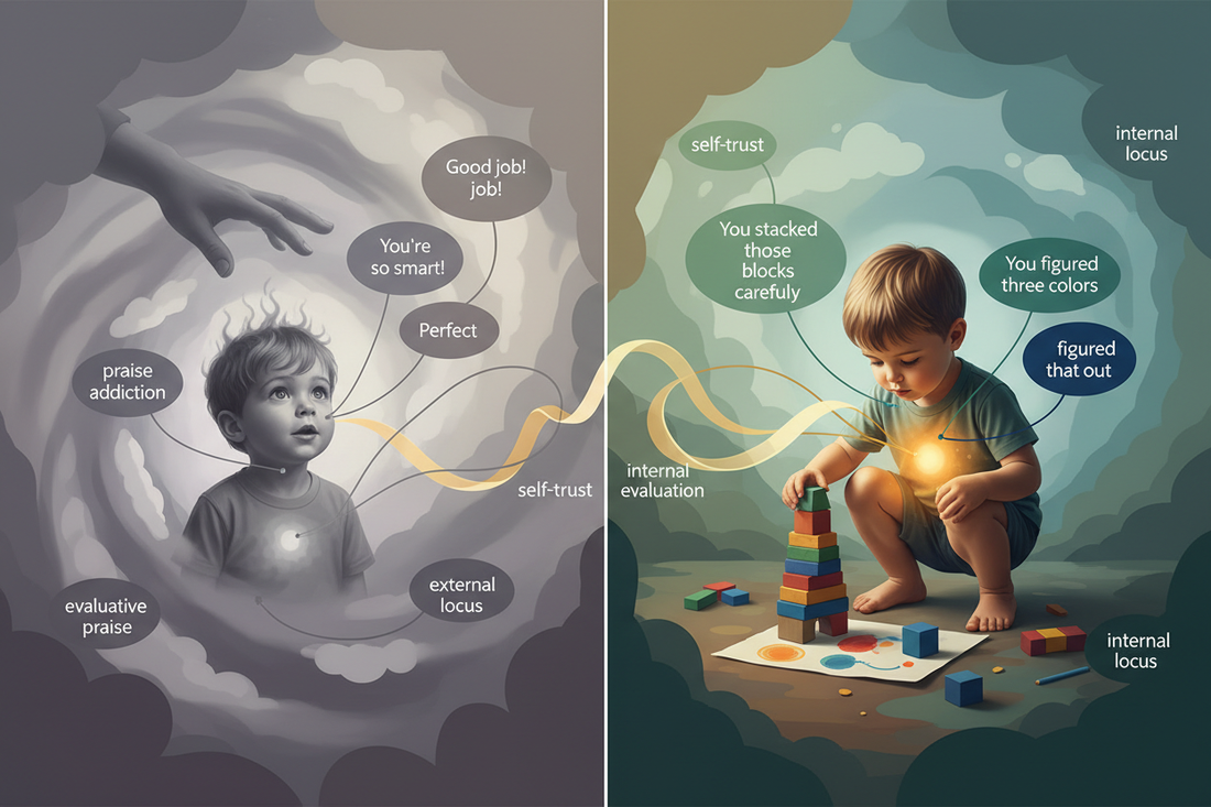 Avoiding Praise Addiction: Descriptive vs Evaluative Feedback