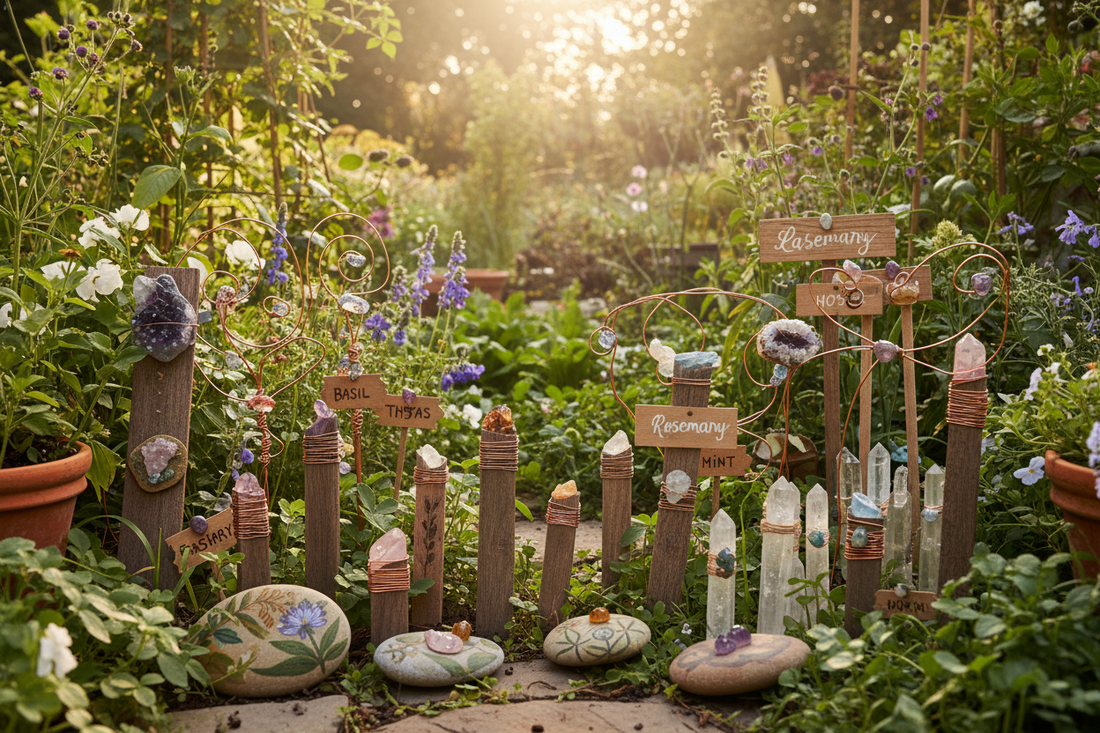 DIY Crystal Garden Markers: Magical Plant Labels with Stone Energy - Nicole's ritual universe