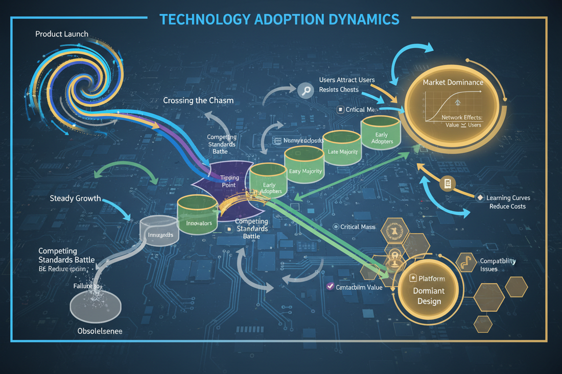DPMT in Technology Adoption: Modeling Diffusion, Network Effects, and Market Disruption
