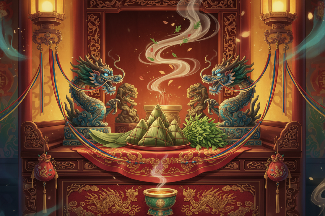 Dragon Boat Altar: Zongzi, Mugwort, and Dragon Symbols - Nicole's ritual universe