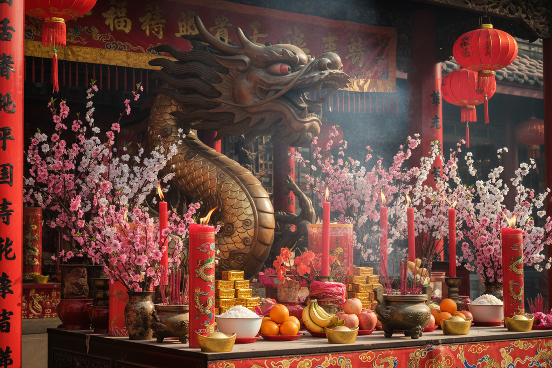 Dragon Raises Head Altar: Dragon Symbols, Spring Flowers, and Awakening Offerings - Nicole's ritual universe
