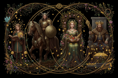 Earth Court Cards: Page/Knight/Queen/King of Pentacles