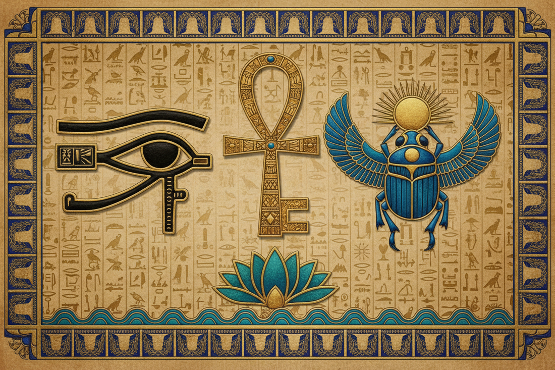 Egyptian Sacred Symbols: Ankh, Eye of Horus, Scarab & Divine Iconography