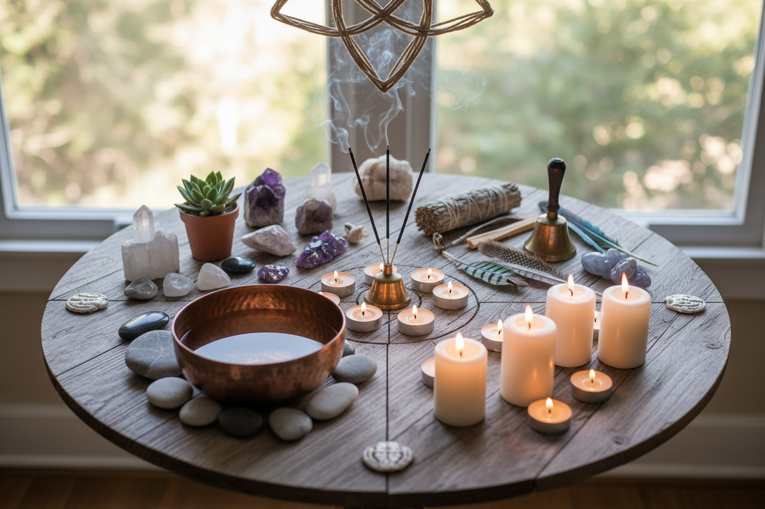 Elemental Altar: Earth, Air, Fire, Water Setup - Nicole's ritual universe