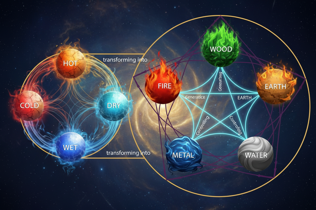 Elemental Ritual Elemental Interactions: Qualities ↔ Cycles | Transformation Mechanics ...