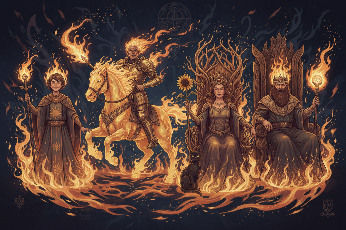 Fire Court Cards: Page/Knight/Queen/King of Wands