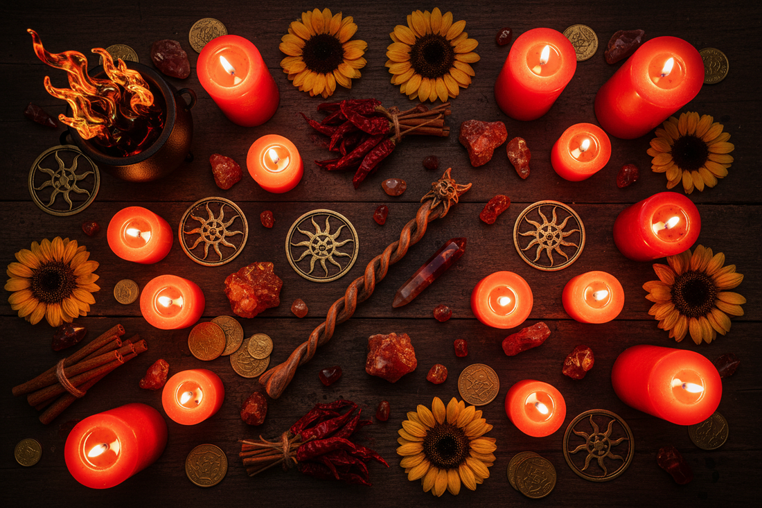 Fire Element Altar: Crystals, Candles, Tools & Transformation Ritual
