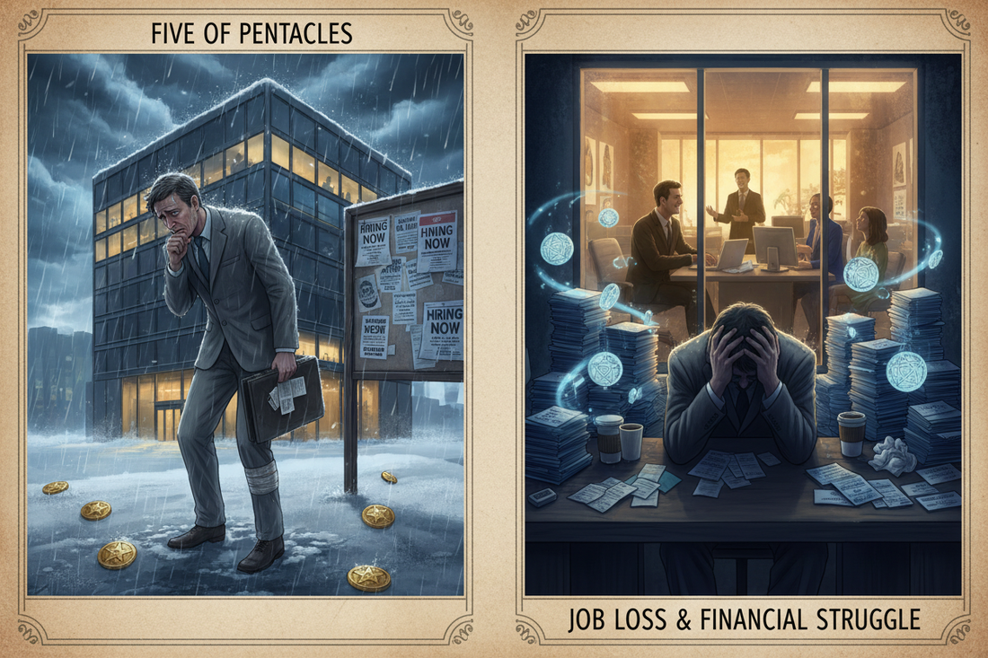 Five of Pentacles in Career Readings: Job Loss & Financial Struggle - Nicole's ritual universe