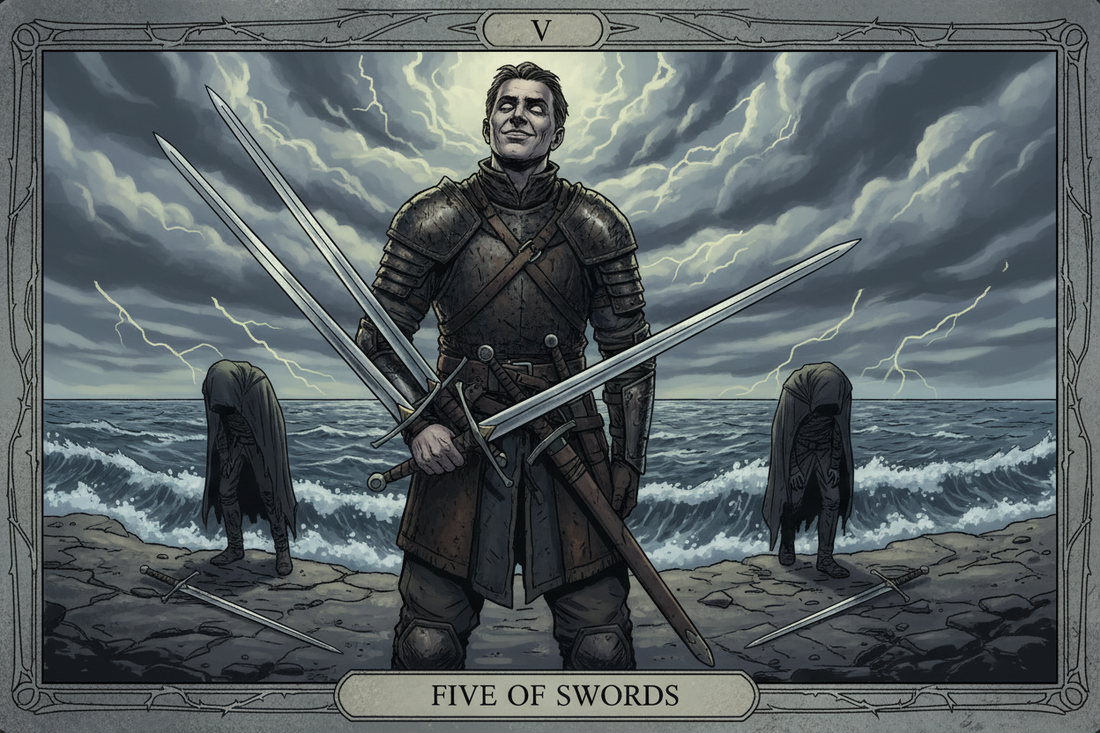 Five of Swords Tarot Card: Complete Guide to Meaning & Symbolism - Nicole's ritual universe