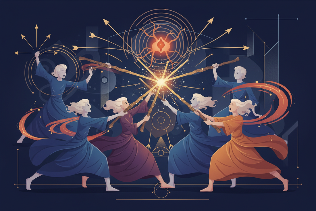 Five of Wands — Competitive Instinct and Ego Friction - Nicole's ritual universe