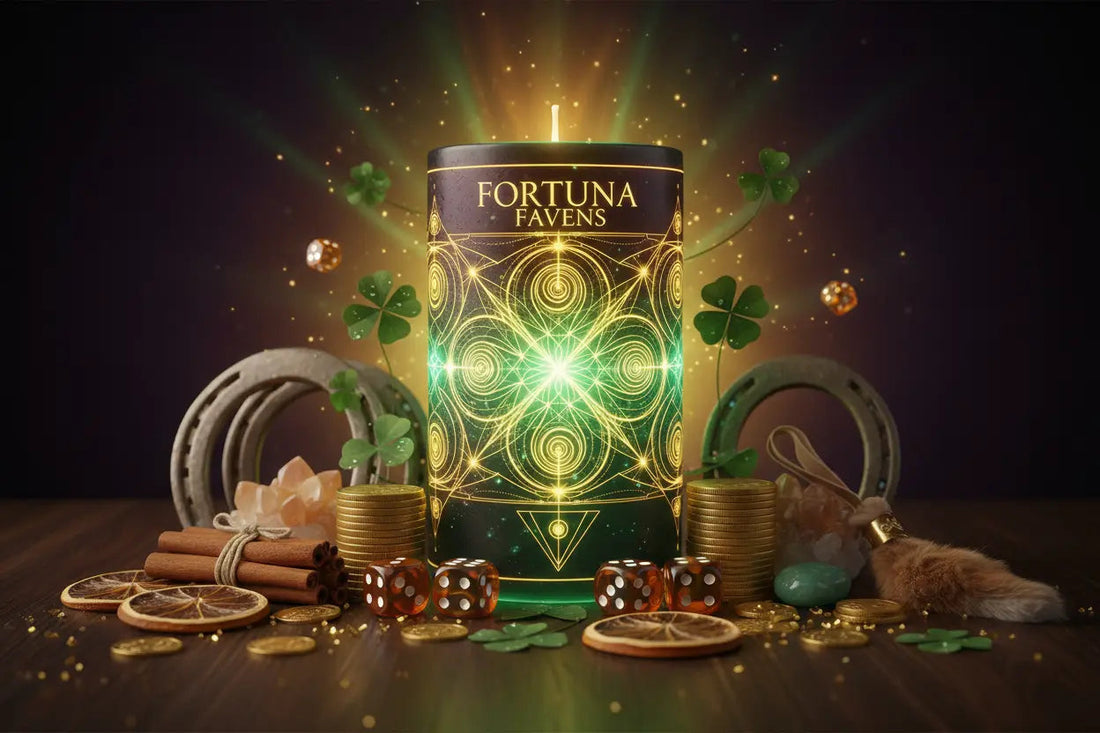 Fortuna Favens Candle: Good Luck Magic Circle - Nicole's ritual universe