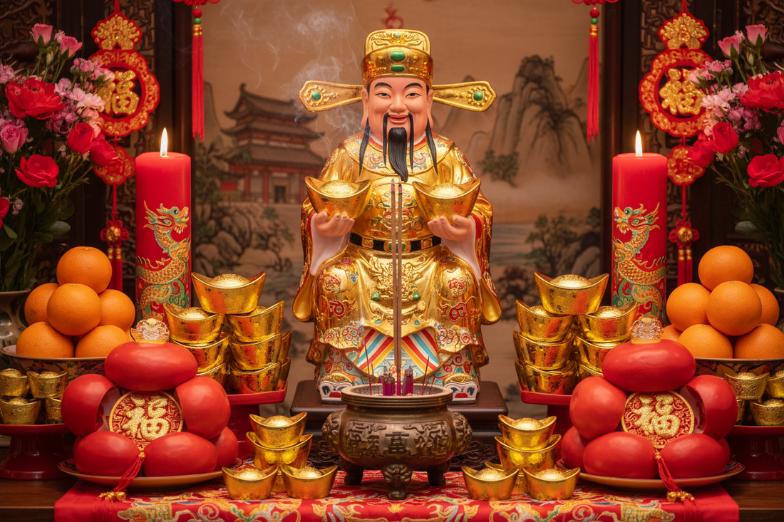 God of Wealth Altar: Red Envelopes, Gold Ingots, and Prosperity Symbols - Nicole's ritual universe
