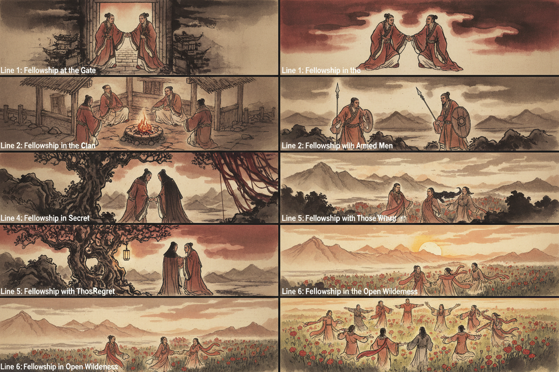 Hexagram 13 Tong Ren - Complete Guide Part 2: The Six Lines and the Stages of Fellowship