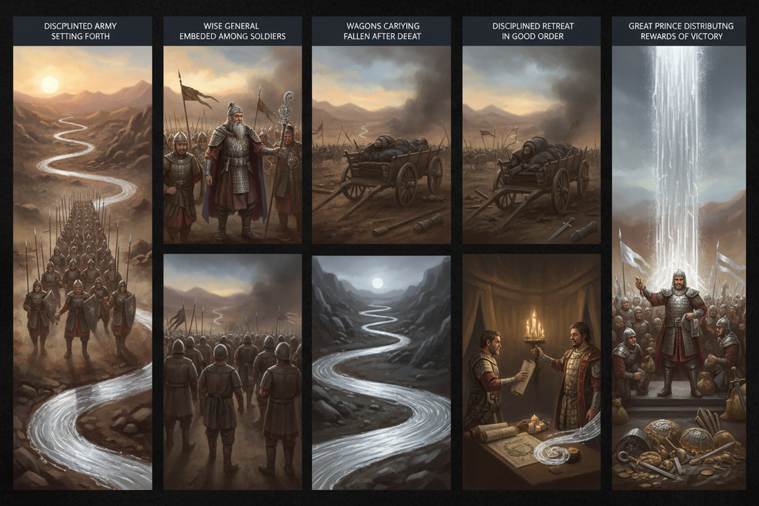 Hexagram 7 Shi - Complete Guide Part 2: The Six Lines and the Stages of the Campaign