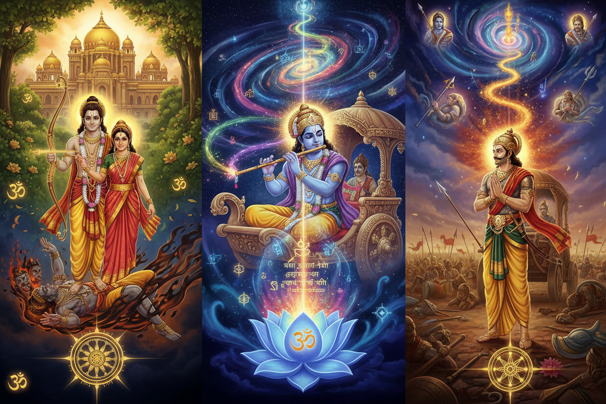 Hindu Epics: Rama, Krishna, and Arjuna - Dharma Warriors | Hindu ...