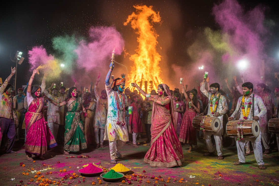 Holi: Hindu Festival of Colors - Color Powder Throwing, Holika Bonfire, and Social Hierarchy Dissolution