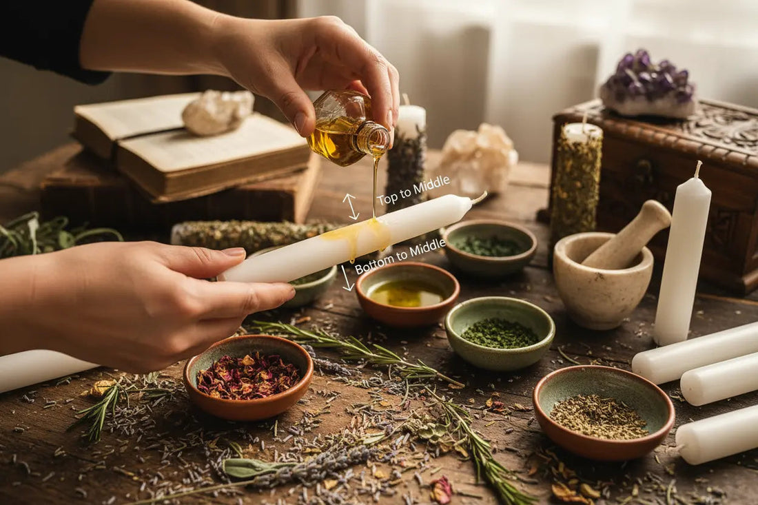 How to Dress a Candle: Oils, Herbs & Intention Setting - Nicole's ritual universe