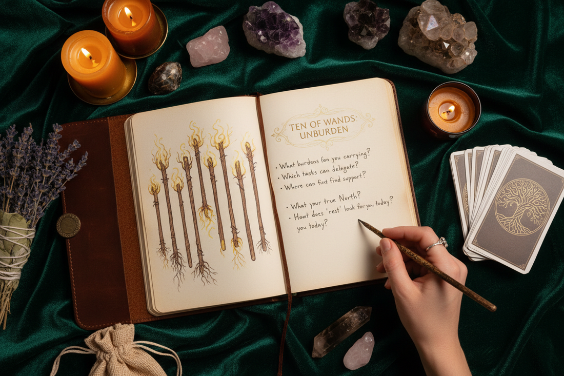 Ten of Wands Journal Prompts: 15 Questions for Burden Release - Nicole's ritual universe