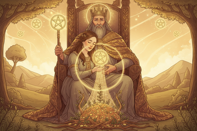 King of Pentacles in Love Readings: Stable Provider & Secure Love