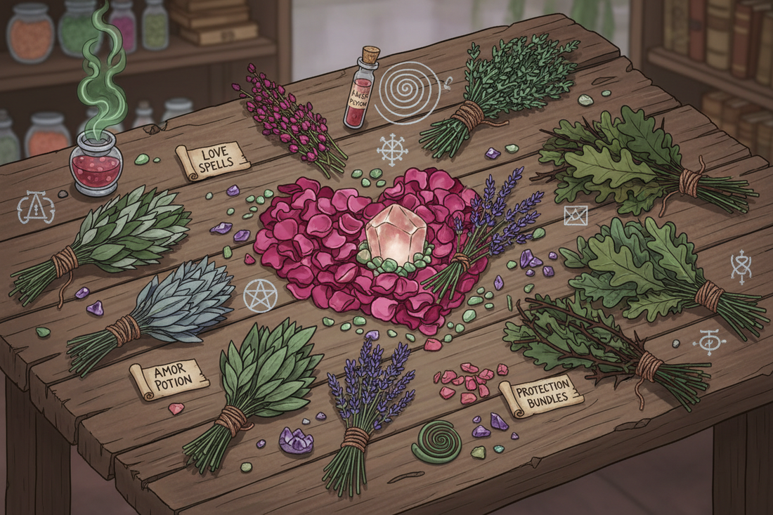 Love Protection Herbs Rose Lavender Folk Magic