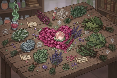 Love Protection Herbs Rose Lavender Folk Magic