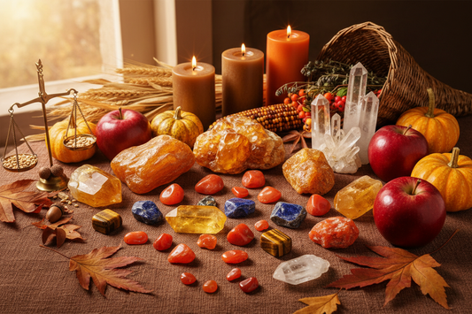 Mabon Crystals: Amber, Carnelian & Sapphire