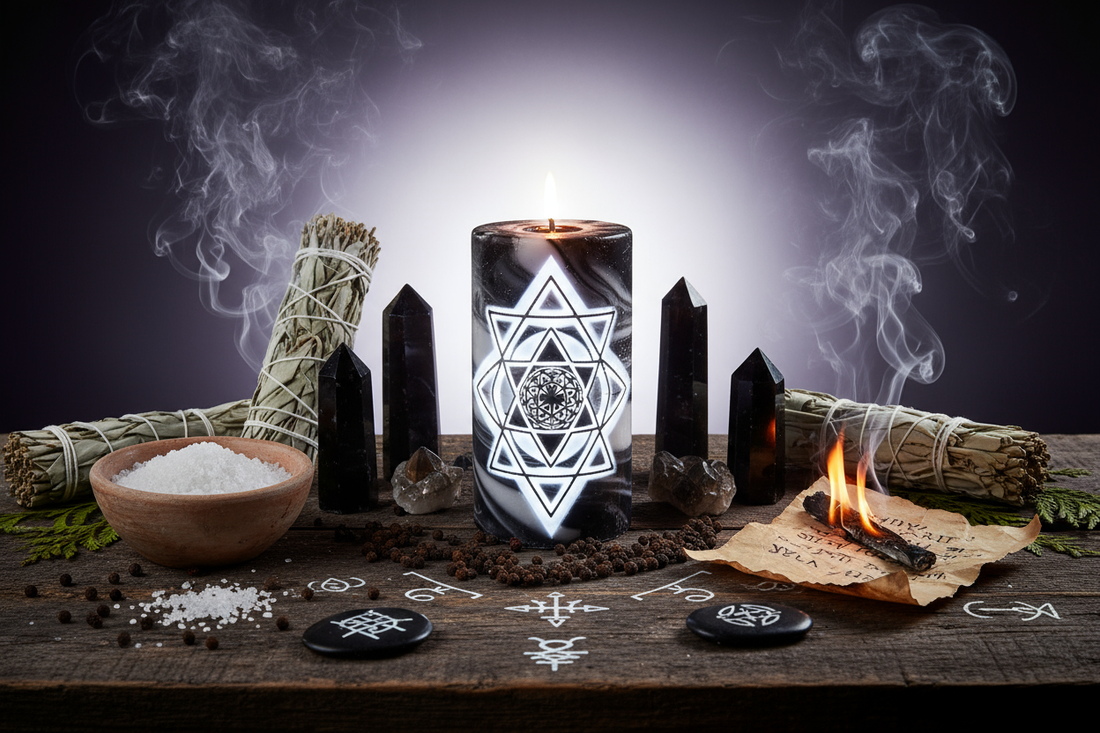 Malum Expello Candle: Banishing Negativity Magic Circle