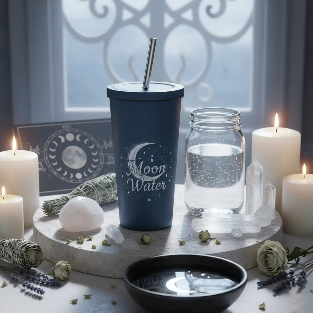 Moon Water Insulated Tumbler with Crescent Moon Design