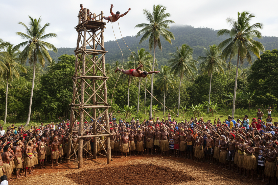 Naghol: Vanuatu Land Diving - Bungee Origins, Harvest Ritual, Courage Test & Male Initiation