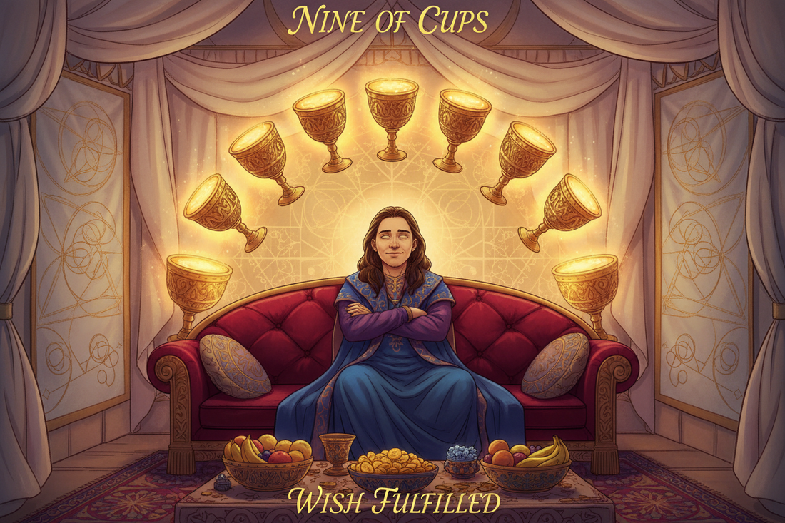 Nine of Cups Tarot Card: Complete Guide to Meaning & Symbolism - Nicole's ritual universe