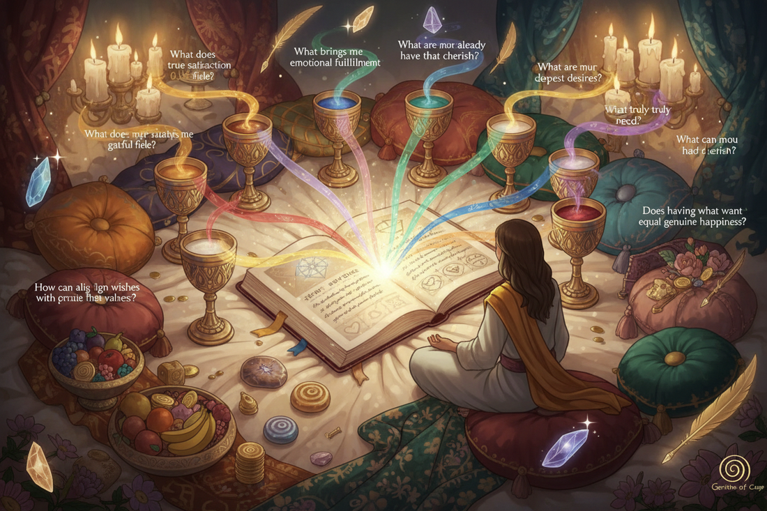 Nine of Cups Journal Prompts: 15 Questions for Self-Discovery - Nicole's ritual universe