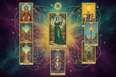 Nine of Pentacles Combinations: With Major & Minor Arcana