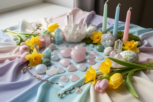 Ostara Crystals: Rose Quartz, Aquamarine & Moonstone - Nicole's ritual universe