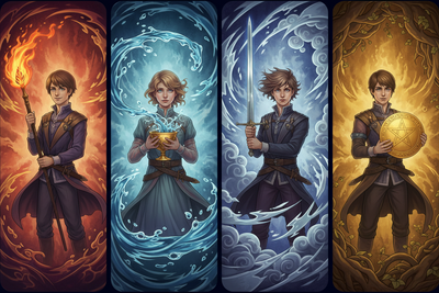 Page of Wands vs Page of Cups vs Page of Swords vs Page of Pentacles