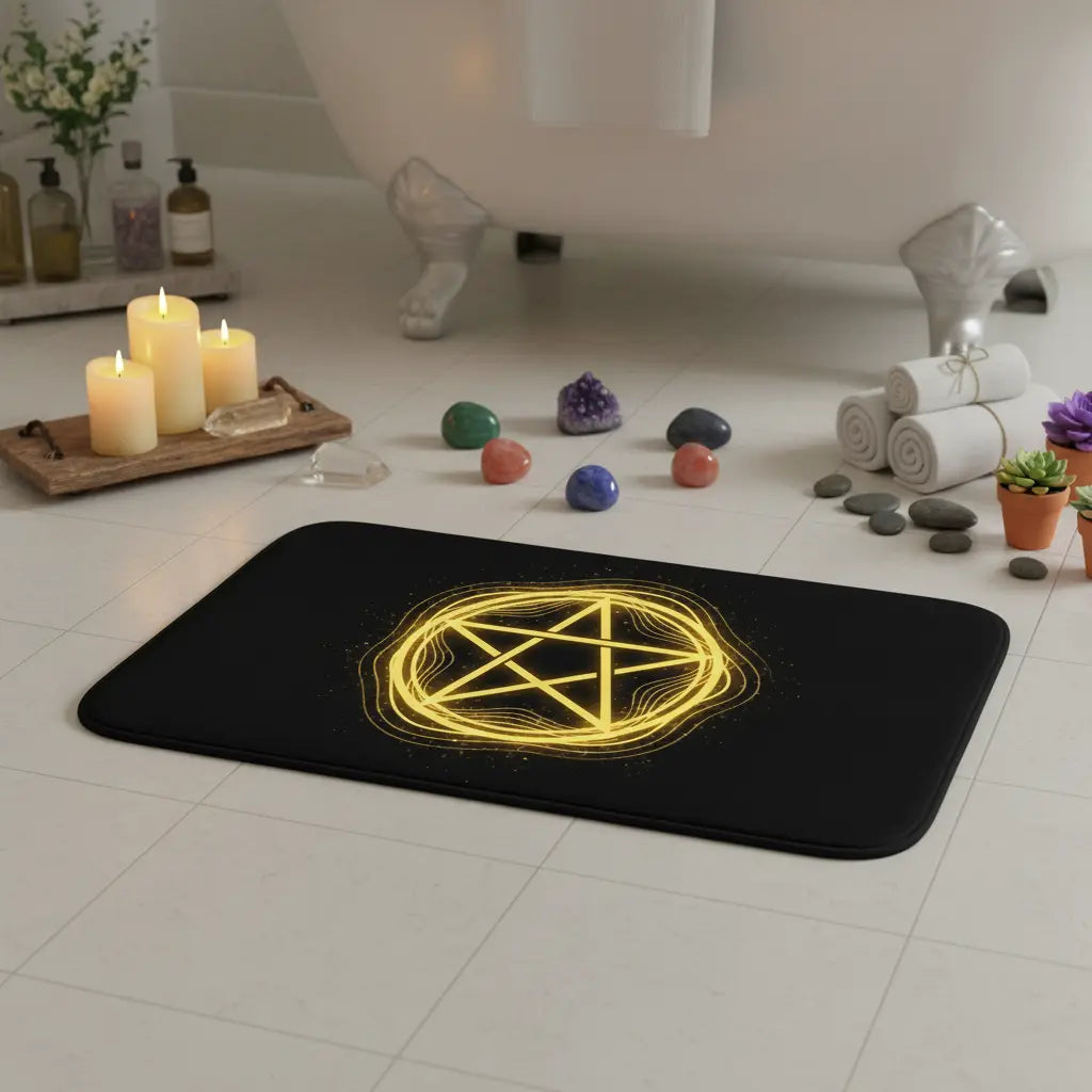 Pentacle Bath Mat in sanctuary bathroom