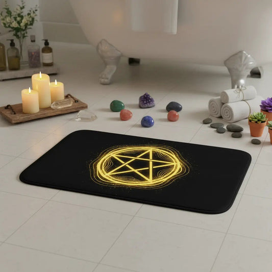 Pentacle Bath Mat in sanctuary bathroom