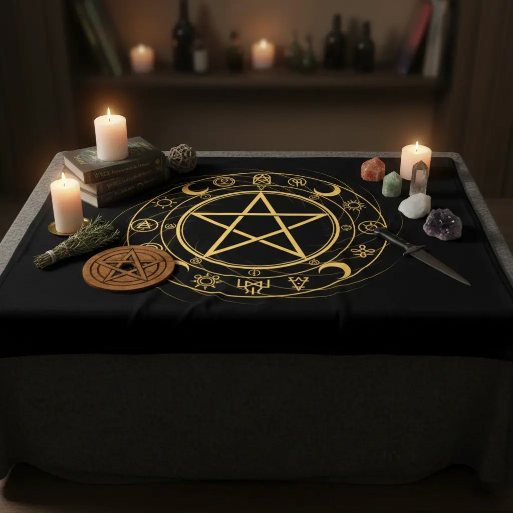 Pentacle Center Blanket on a cozy sofa