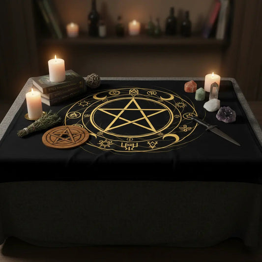 Pentacle Center Blanket on a cozy sofa