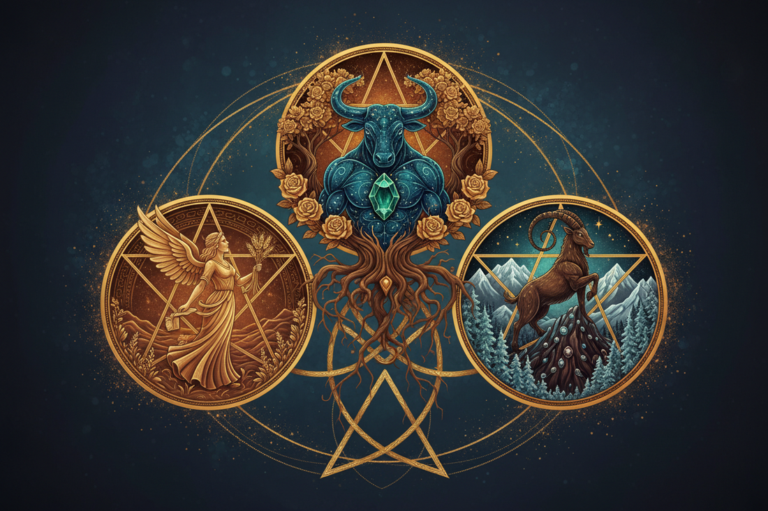 Pentacles + Astrology: Taurus, Virgo, Capricorn Connections