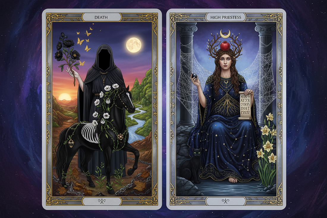 Persephone + Tarot: Death & The High Priestess