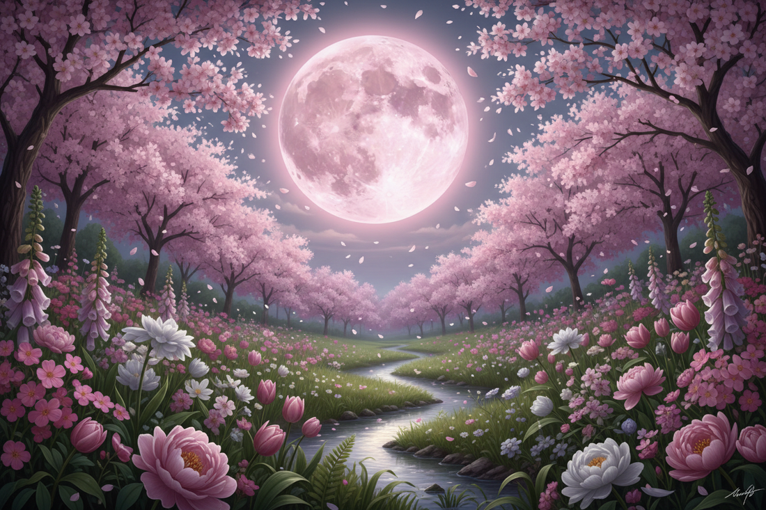 Pink Moon Abundance: April Full Moon Prosperity and Blossoming - Nicole's ritual universe