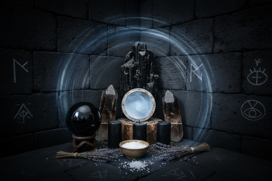 Protection Corner: Wards, Mirrors & Black Crystals - Nicole's ritual universe