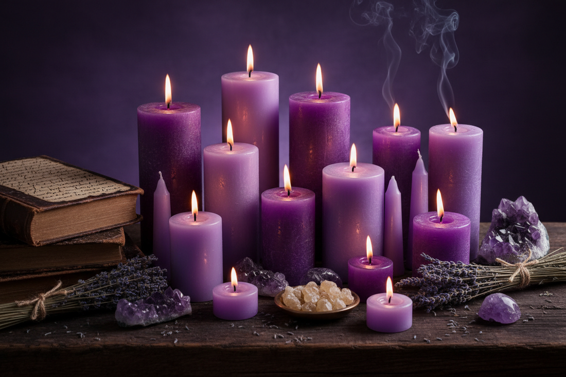 Purple Candle Spell Recipes: 10 Complete Workings for Wisdom, Psychic Power & Transformation